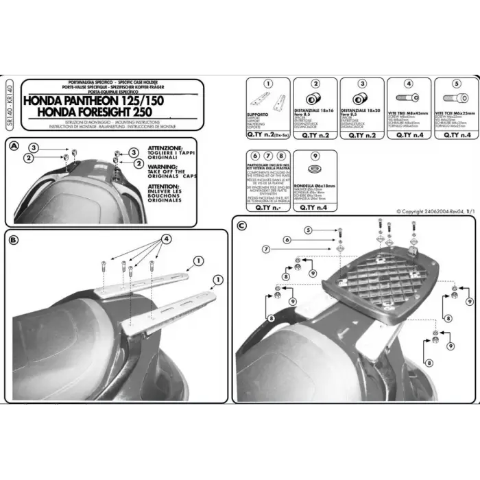 GIVISR140HONDAFORESIGHT250(97-08)ARKAÇANTATAŞIYICI