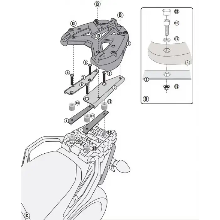 GIVISR3105SUZUKIDL1000V-STROM(14-16)ARKAÇANTATAŞIYICI