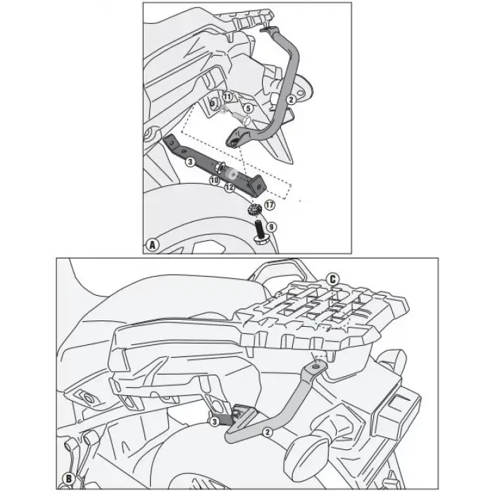 GIVISRA3105SUZUKIDL1000V-STROM(14-16)ARKAÇANTATAŞIYICI
