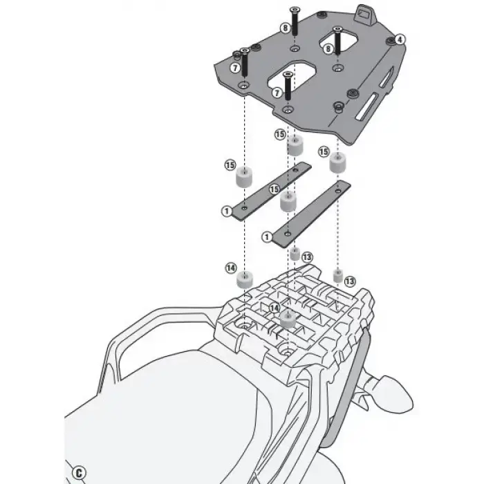 GIVISRA3105SUZUKIDL1000V-STROM(14-16)ARKAÇANTATAŞIYICI