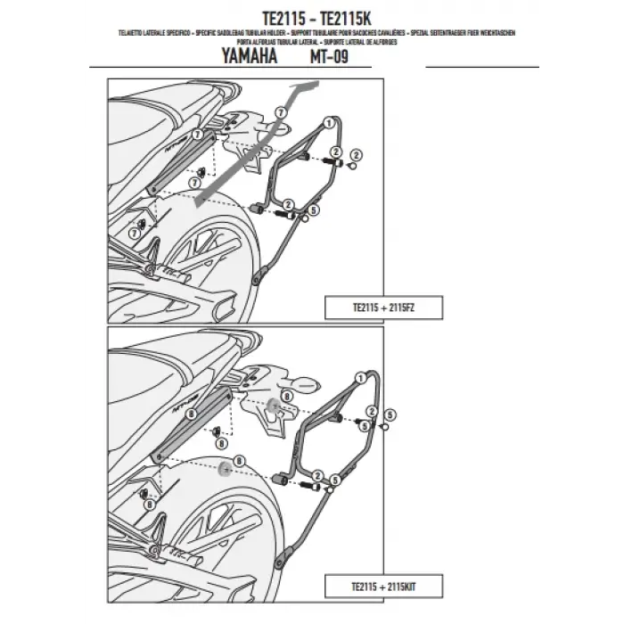 GIVI TE2115 YAMAHA MT-09 (13-16) YAN KUMAŞ ÇANTA TAŞIYICI