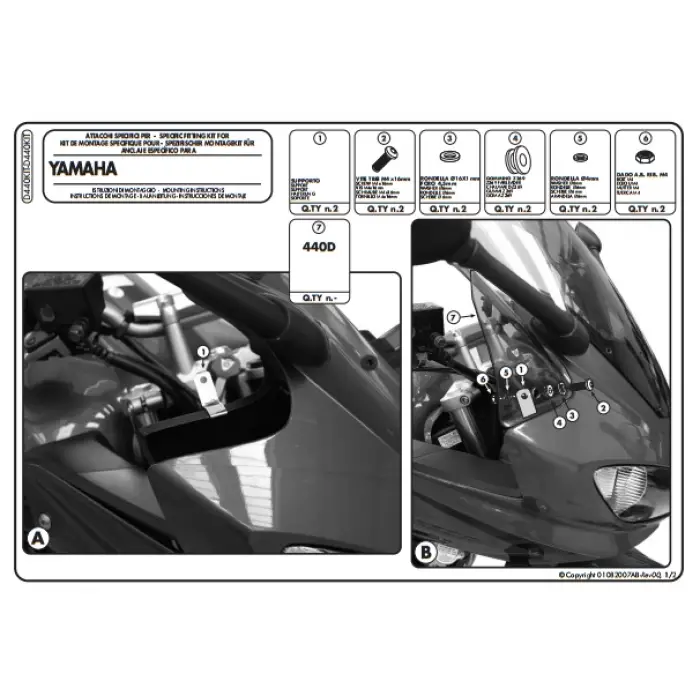 KAPPA D440KITK YAMAHA FZ6 600 FAZER S2 (07-11) RÜZGAR SİPERLİK BAĞLANTISI