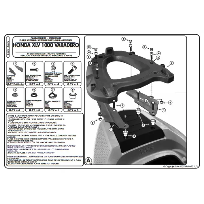 KAPPA K222 HONDA XL 1000 VARADERO (07-12) ARKA ÇANTA TAŞIYICI