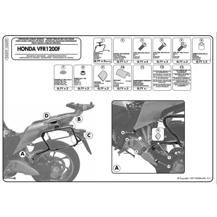 KAPPA KLX209 HONDA VFR 1200 F (10-16) YAN ÇANTA TAŞIYICI