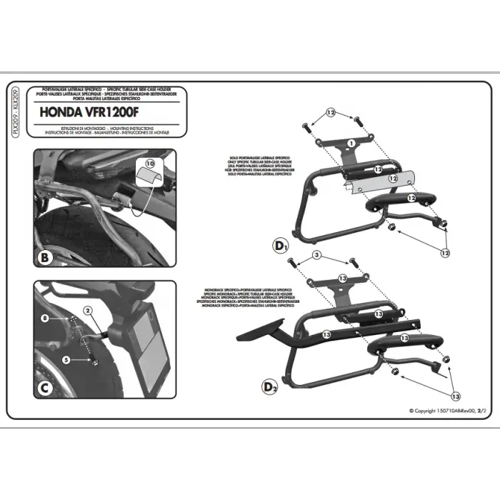 KAPPA KLX209 HONDA VFR 1200 F (10-16) YAN ÇANTA TAŞIYICI