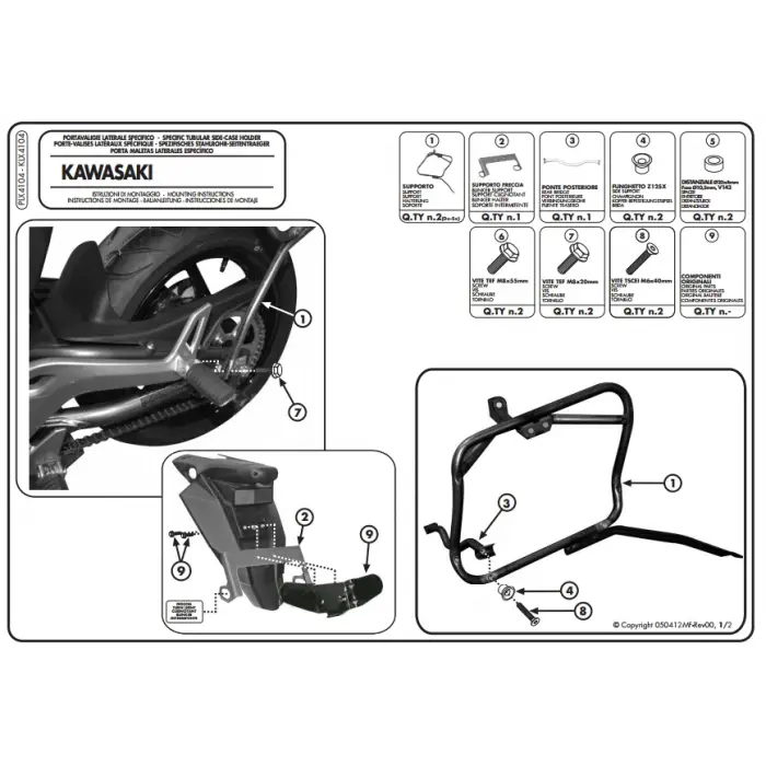 KAPPA KLX4104 KAWASAKI ER-6N - ER-6F 650 (12-16) YAN ÇANTA TAŞIYICI