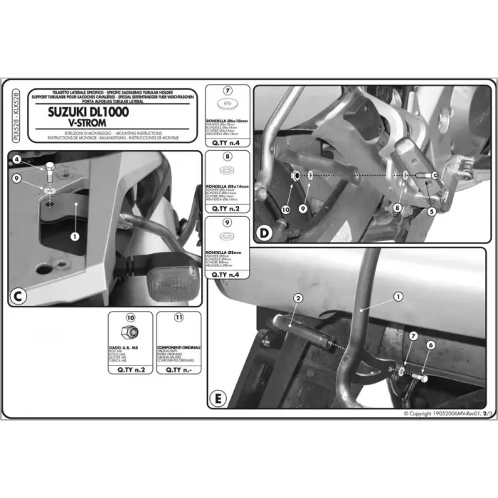 KAPPA KLX528 SUZUKI DL 1000 V-STROM (02-11) KAWASAKI KLV 1000 (04-10) YAN ÇANTA TAŞIYICI