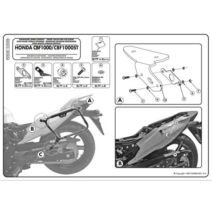 KAPPA KLXR208 HONDA CBF 1000 - ST (10-14) YAN ÇANTA TAŞIYICI