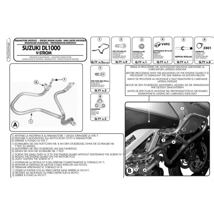 KAPPA KN46 SUZUKI DL 1000 V-STROM (02-11) KORUMA DEMİRİ