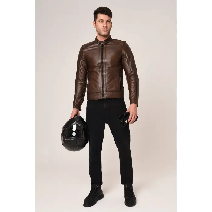 VEXO MOTO DERİ MONT ANTİK KAHVE