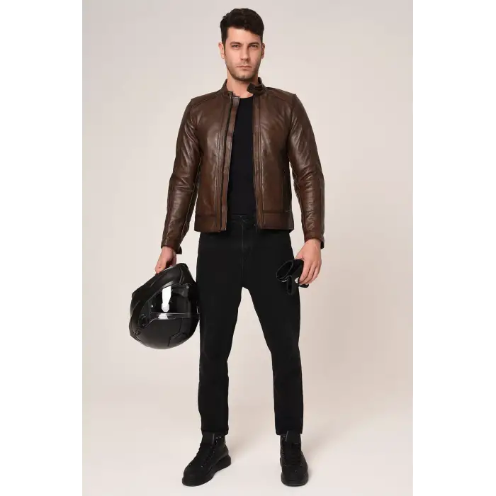 VEXO MOTO DERİ MONT ANTİK KAHVE