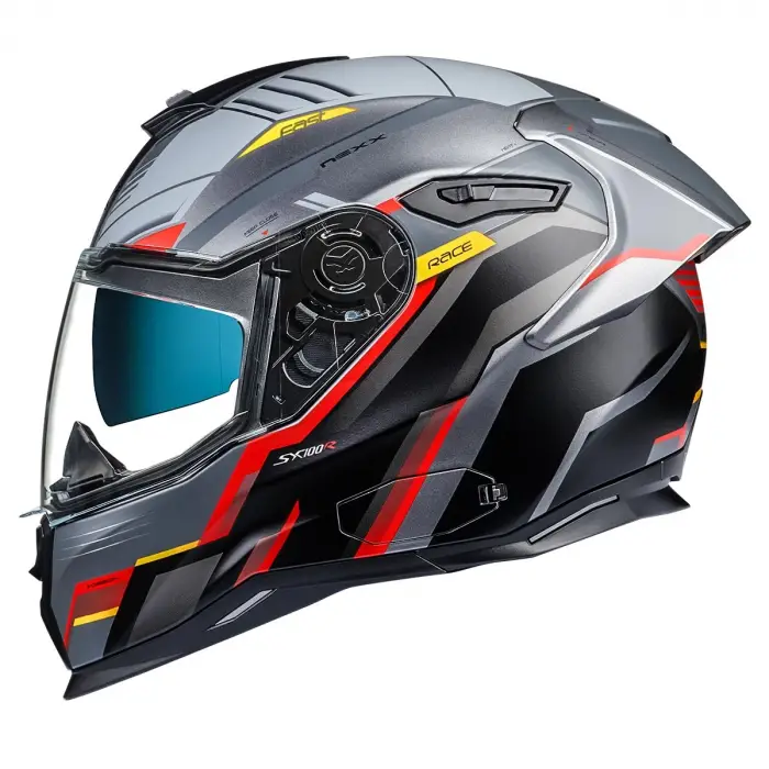 NEXX SX.100R GRIDLINE MAT GRİ-KIRMIZI KASK ARKA SPOILER