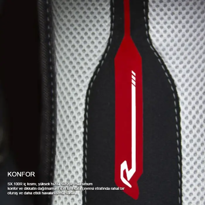 NEXX SX.100R GRIDLINE MAT GRİ-KIRMIZI KASK ARKA SPOILER