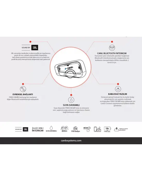 CARDO FREECOM 2X JBL BLUETOOTH VE INTERCOM (İKİLİ PAKET)
