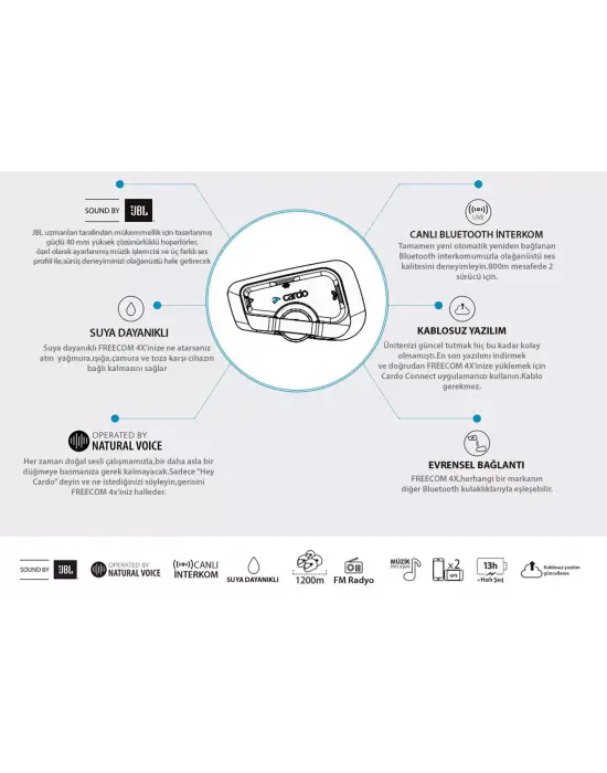 CARDO FREECOM 4X JBL BLUETOOTH VE INTERCOM (İKİLİ PAKET)