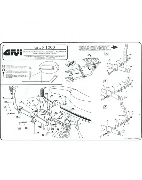 GIVI 1000F UNIVERSAL MONORACK ARKA ÇANTA TAŞIYICI