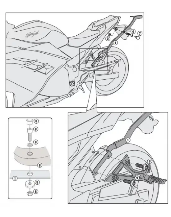GIVI 4108FZ KAWASAKI NINJA 300 (13-18) ARKA ÇANTA TAŞIYICI