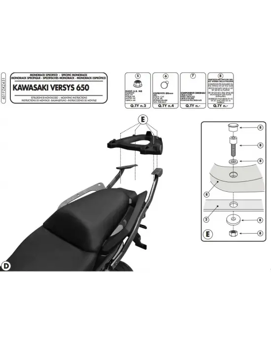 GIVI 451FZ KAWASAKI VERSYS 650 (10-14) ARKA ÇANTA TAŞIYICI