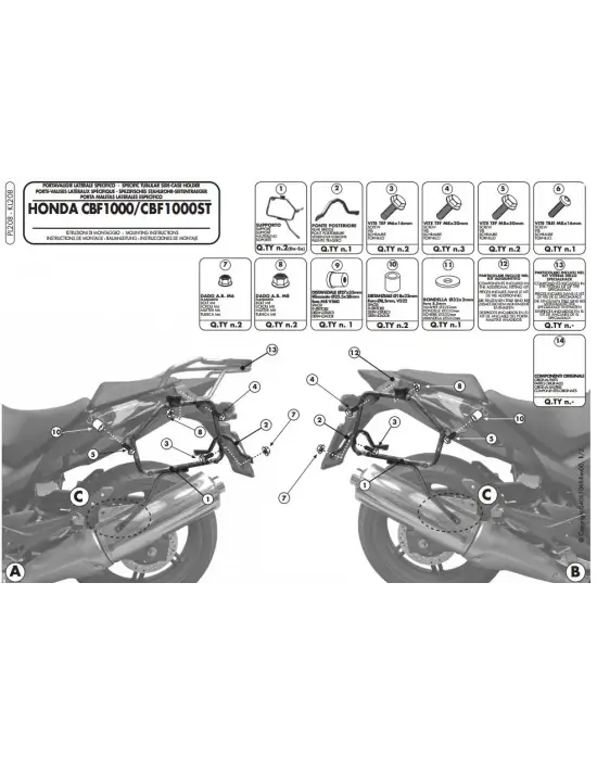 GIVI PL208 HONDA CBF 1000 - CBF 1000ST (10-14) YAN ÇANTA TAŞIYICI