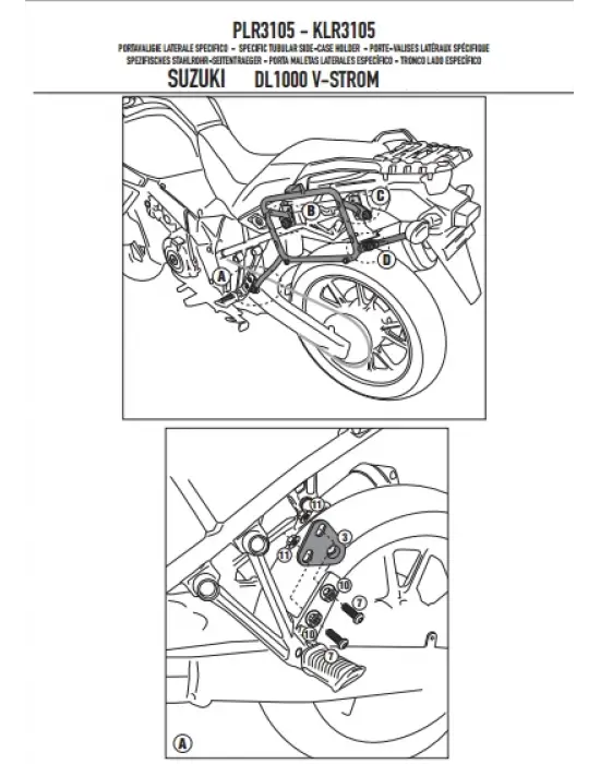 GIVI PLR3105 SUZUKI DL 1000 V-STROM (14-19) YAN ÇANTA TAŞIYICI