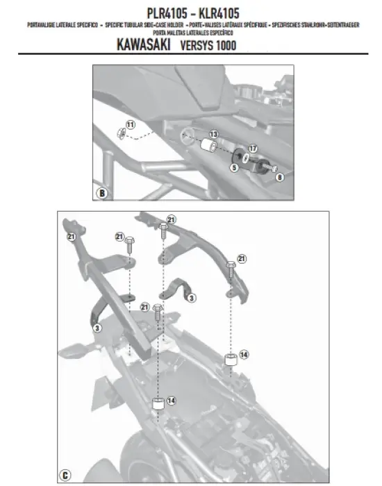 GIVI PLR4105 KAWASAKI VERSYS 1000 (12-14) YAN ÇANTA TAŞIYICI