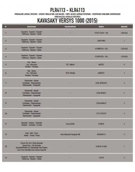 GIVI PLR4113 KAWASAKI VERSYS 1000 (15-16) YAN ÇANTA TAŞIYICI