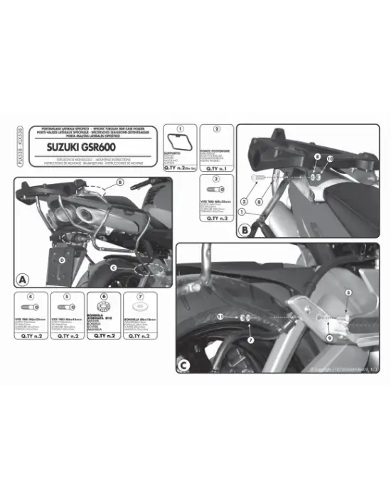 GIVI PLX538 SUZUKI GSR 600 (06-11) YAN ÇANTA TAŞIYICI