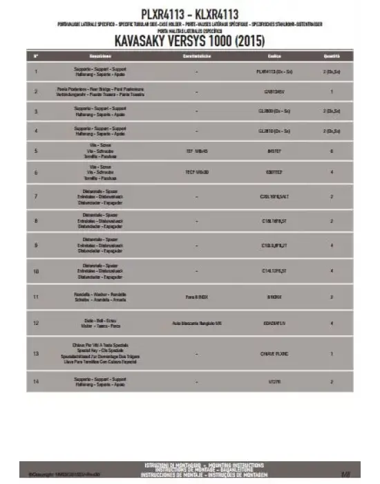 GIVI PLXR4113 KAWASAKI VERSYS 1000 (15-16) YAN ÇANTA TAŞIYICI