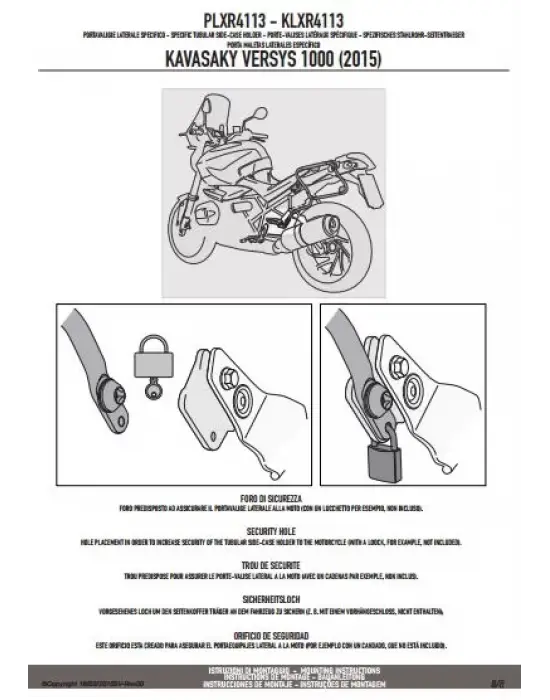 GIVI PLXR4113 KAWASAKI VERSYS 1000 (15-16) YAN ÇANTA TAŞIYICI
