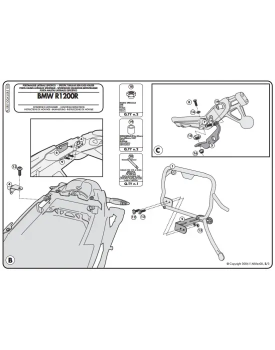 GIVI PLXR5100 BMW R 1200R (11-14) YAN ÇANTA TAŞIYICI