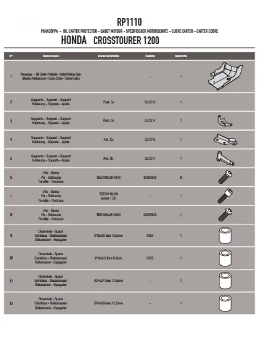 GIVI RP1110 HONDA VFR 1200X CROSSTOURER (12-19) KARTER KORUMA