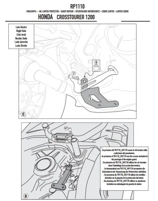 GIVI RP1110 HONDA VFR 1200X CROSSTOURER (12-19) KARTER KORUMA