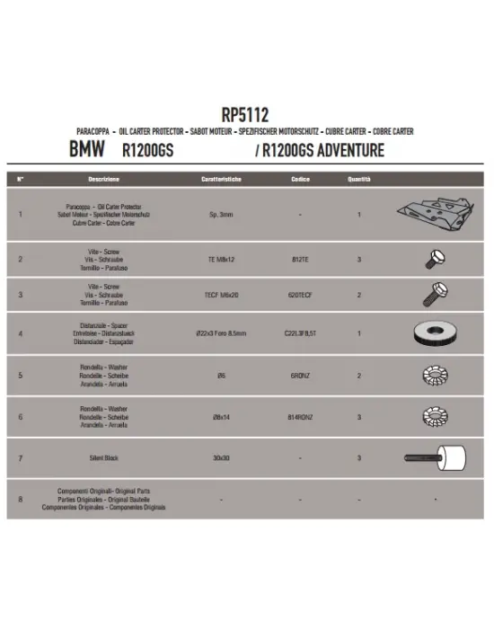 GIVI RP5112 BMW R1200GS-R1200GS ADVENTURE (13-18)-R1200R/RS (15-18) - R1250RS (19-21) KARTER KORUMA