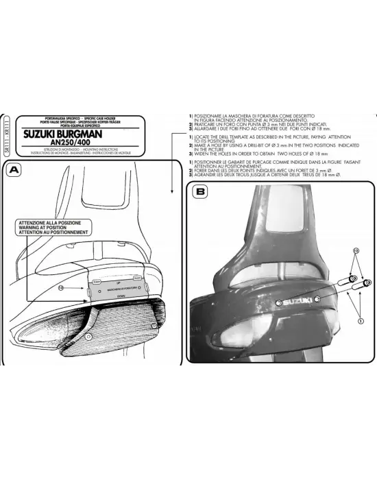 GIVI SR111 SUZUKI BURGMAN 250-400 (98-02) ARKA ÇANTA TAŞIYICI