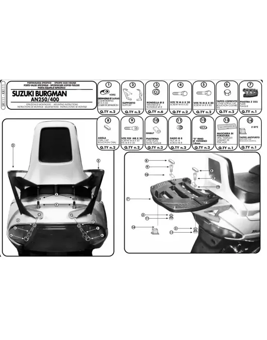 GIVI SR111 SUZUKI BURGMAN 250-400 (98-02) ARKA ÇANTA TAŞIYICI