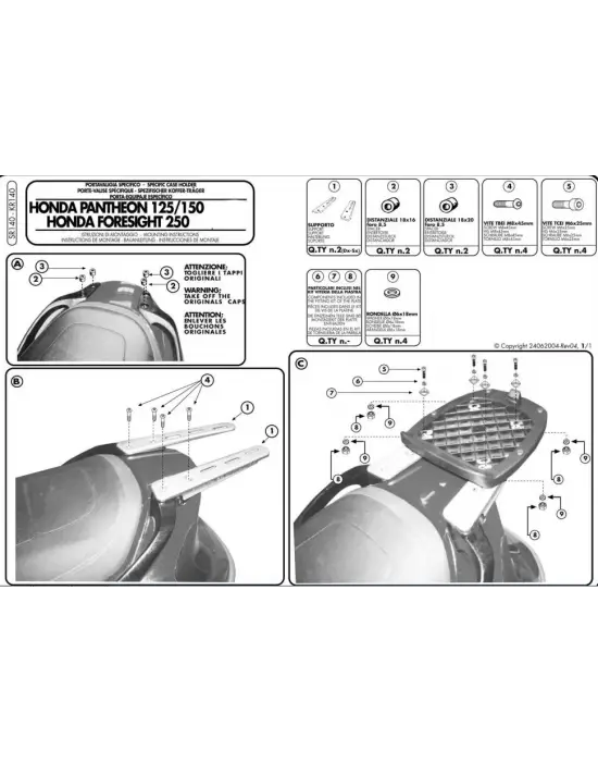 GIVI SR140 HONDA FORESIGHT 250 (97-08) ARKA ÇANTA TAŞIYICI