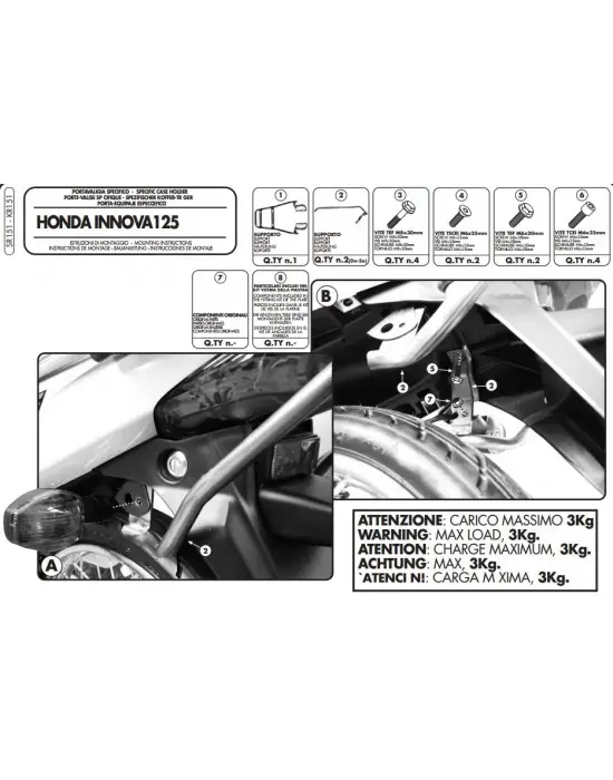 GIVI SR151 HONDA INNOVIA 125 (07-14) ARKA ÇANTA TAŞIYICI