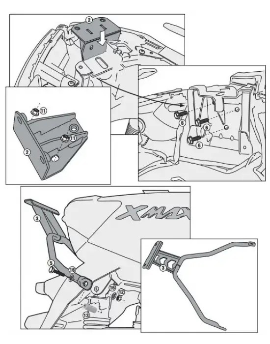 GIVI SR2117 YAMAHA X-MAX 125-250 (14-17) ARKA ÇANTA TAŞIYICI