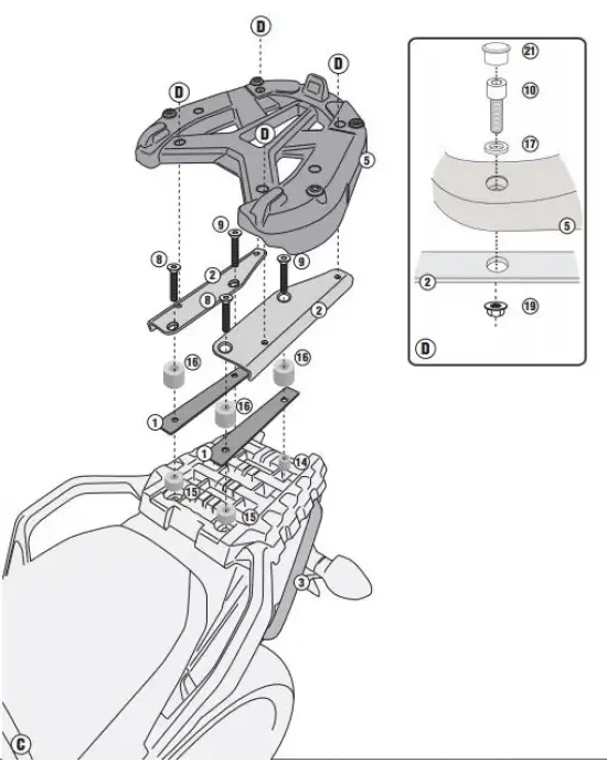 GIVI SR3105 SUZUKI DL 1000 V-STROM (14-16) ARKA ÇANTA TAŞIYICI