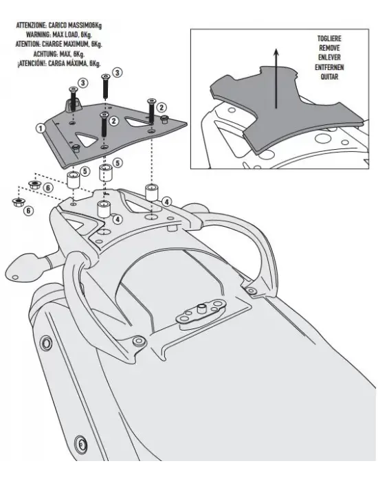 GIVI SRA3101 SUZUKI DL 650 V-STROM (11-16) ARKA ÇANTA TAŞIYICI