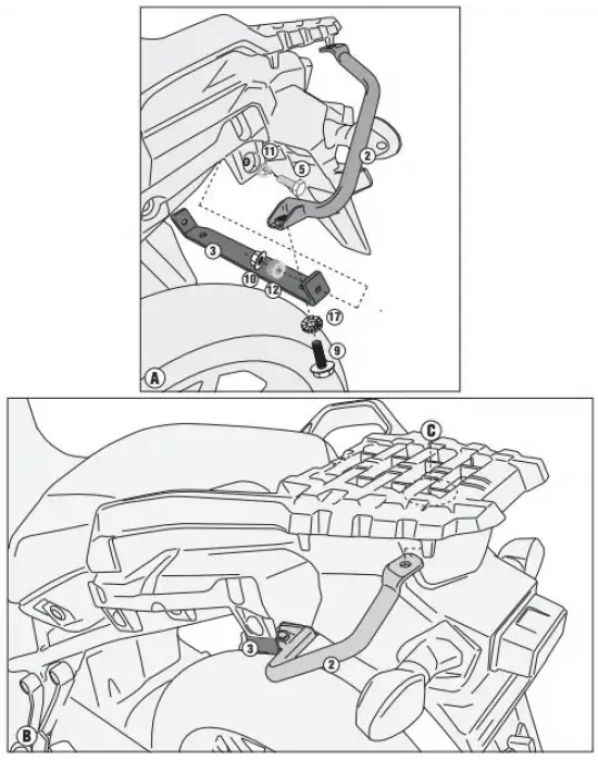 GIVI SRA3105 SUZUKI DL 1000 V-STROM (14-16) ARKA ÇANTA TAŞIYICI