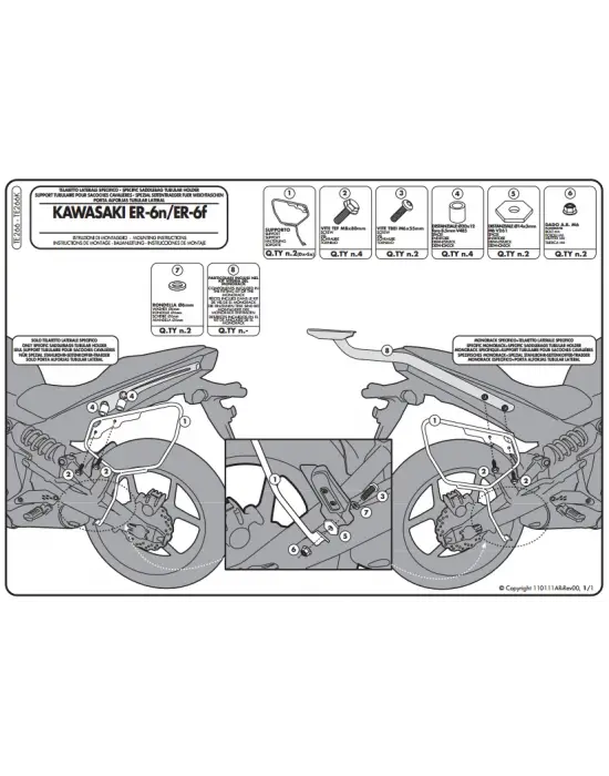 GIVI TE266 KAWASAKI ER-6N - ER-6F (09-11) YAN KUMAŞ ÇANTA TAŞIYICI