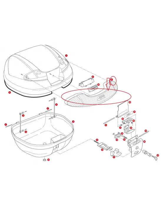 GIVI Z1648R ÇANTA REFLEKTÖRÜ ORTA KIRMIZI E340