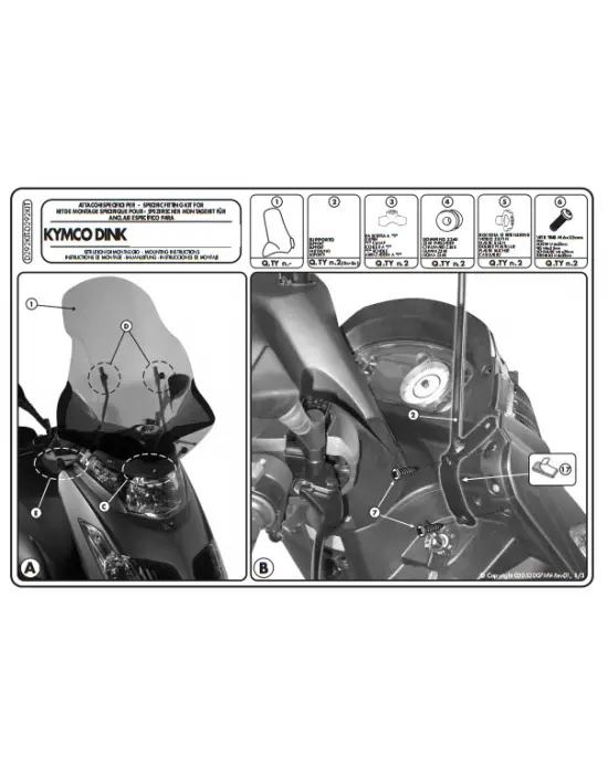 KAPPA D292KITK KYMCO DINK 50-125-200 (06-16) RÜZGAR SİPERLİK BAĞLANTISI