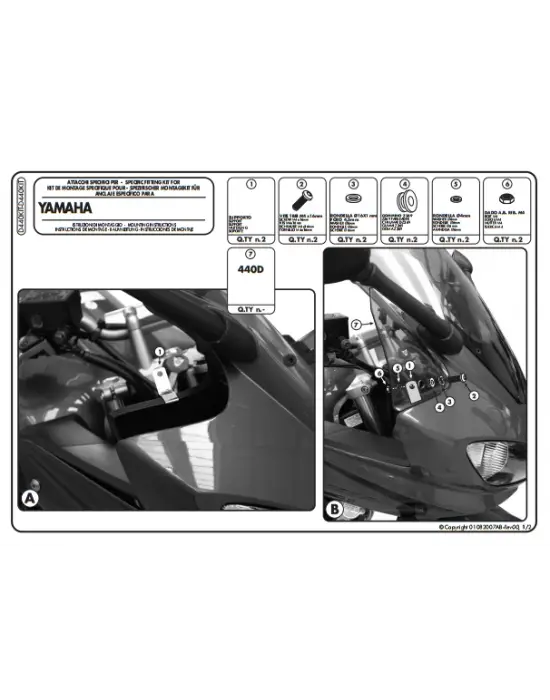 KAPPA D440KITK YAMAHA FZ6 600 FAZER S2 (07-11) RÜZGAR SİPERLİK BAĞLANTISI