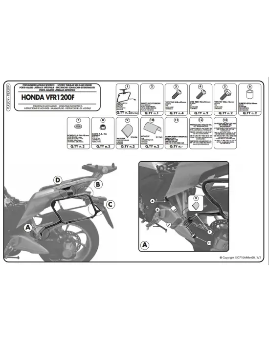 KAPPA KLX209 HONDA VFR 1200 F (10-16) YAN ÇANTA TAŞIYICI