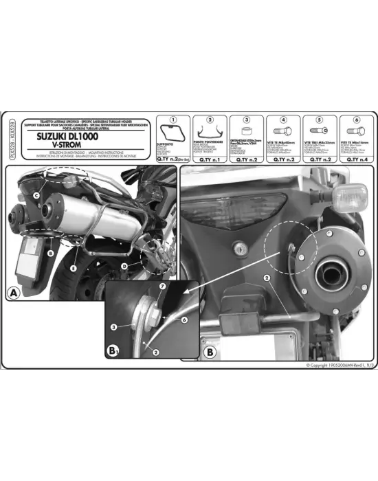 KAPPA KLX528 SUZUKI DL 1000 V-STROM (02-11) KAWASAKI KLV 1000 (04-10) YAN ÇANTA TAŞIYICI