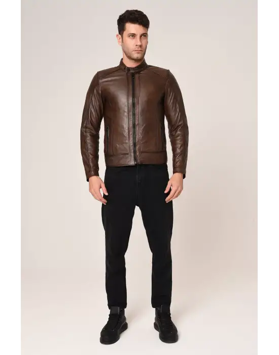 VEXO MOTO DERİ MONT ANTİK KAHVE