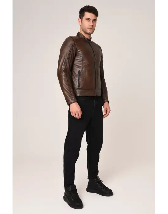 VEXO MOTO DERİ MONT ANTİK KAHVE