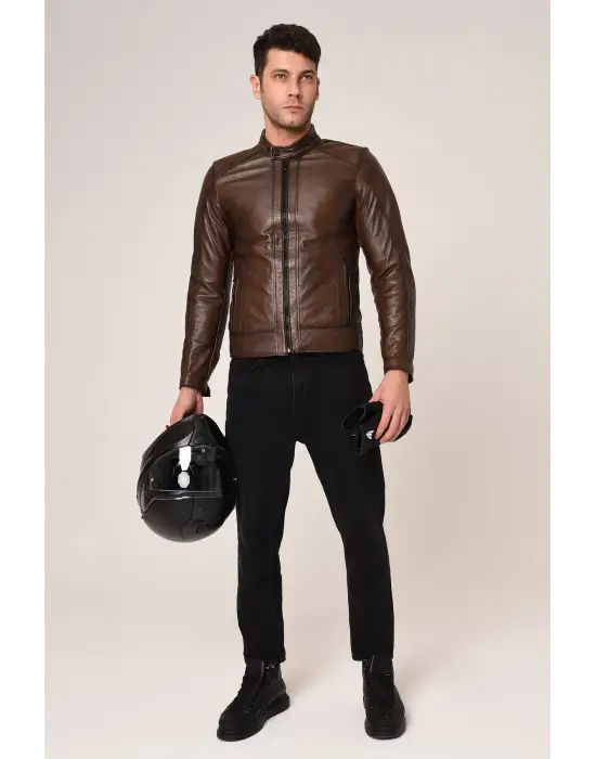 VEXO MOTO DERİ MONT ANTİK KAHVE